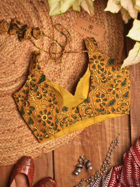 Taal Yellow Cotton Printed Blouse Collection