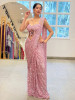 Mirror-Encrusted Pink Cocktail Drape Saree