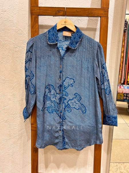 Nirvi Blue Floral Printed Shirt