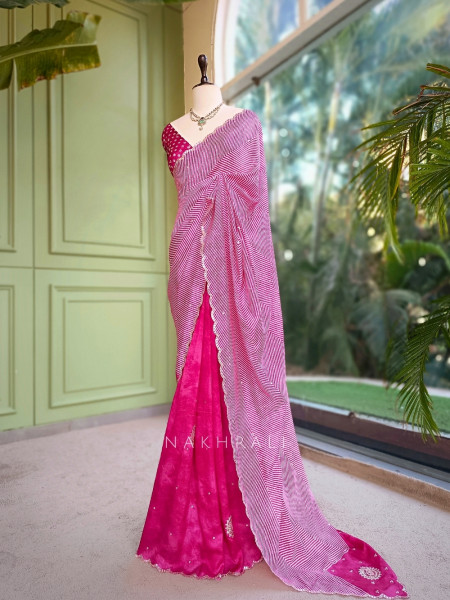 Noorani Bandhan Magenta Georgette Saree