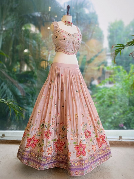 Lavanya Purple Embroidered Lehenga with Dupatta