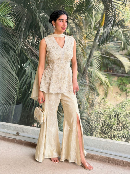 Lumière Garden Embroidered Indo-Western Palazzo Set
