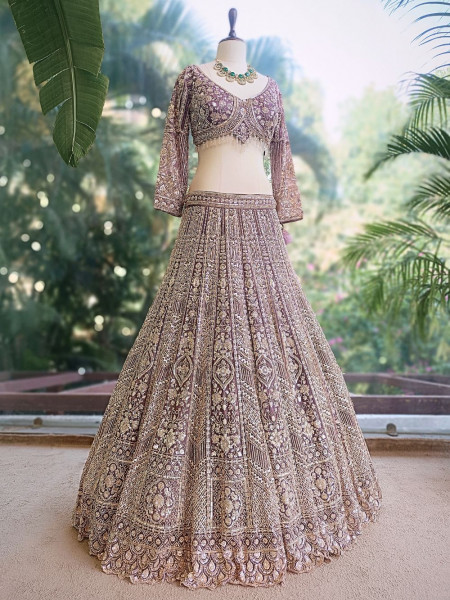 Krynor Lavender Lehenga Set with Cut Dana & Sequin Work