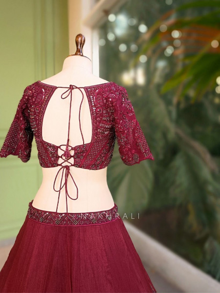 Siyana Maroon Heirloom Narrative Lehenga