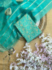 Reshmi Maheshwari Firozi Dress Material with Zari Stripe Dupatta