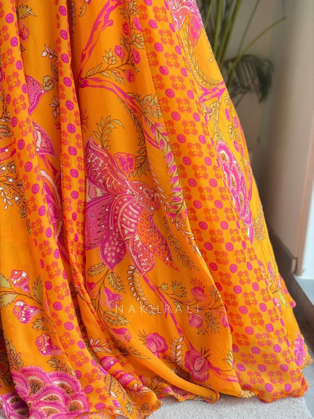 Gulbahar  Mustard Mirror Work Lehenga Set