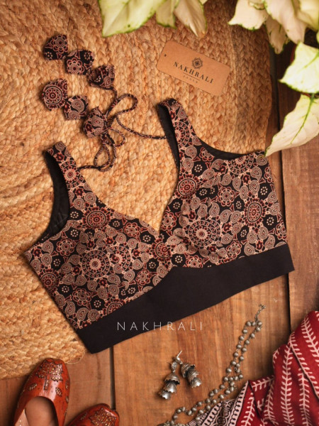 Taal Black Cotton Printed Blouse Collection