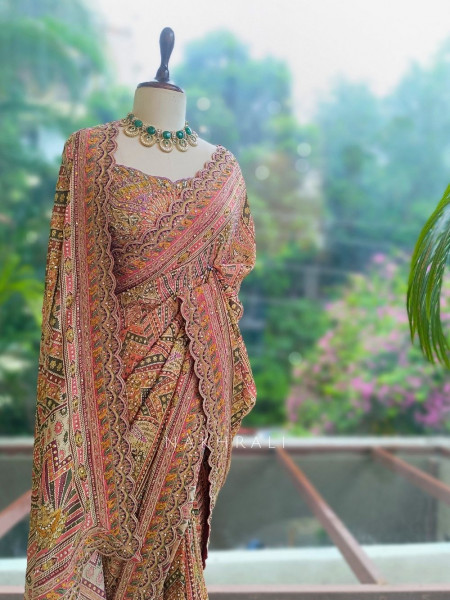 Dharitri Multicolor Printed Saree with Sequin Embroidery