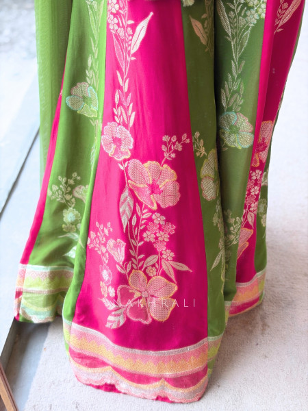 Urban Green Banarasi Silk Brocade Indo-Western Palazzo