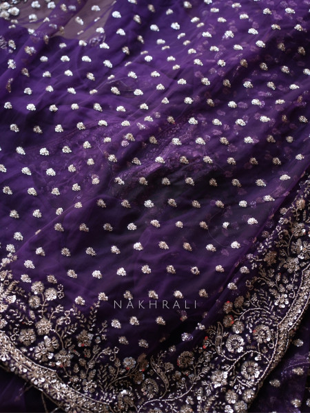 Starlight Purple Net Saree with Cut Dana Bead and Sequin Work