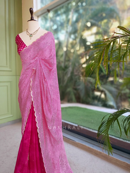 Noorani Bandhan Magenta Georgette Saree