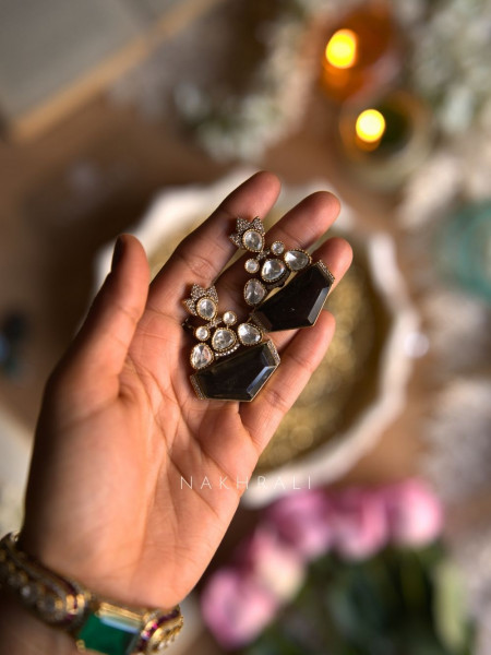 Elvara Noir Black Statement Earrings