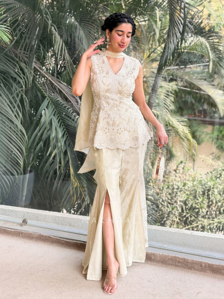 Lumière Garden Embroidered Indo-Western Palazzo Set