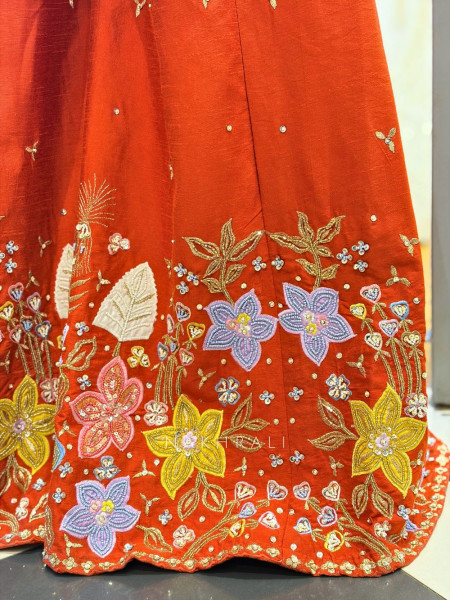 Anika Rust Embellished Jumpsuit with Sequin and Bead Work