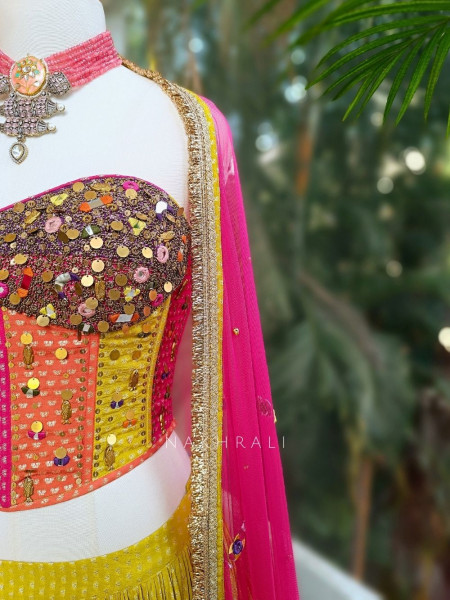 Ziraye Corset Lehenga Set with Bead Embellishment