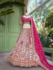 Malika Pink &amp; White Modal Silk &amp; Gaji Silk Lehenga