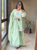 Meher Light Green Cotton Blend Chikankari Kurta Set with Lace Detail