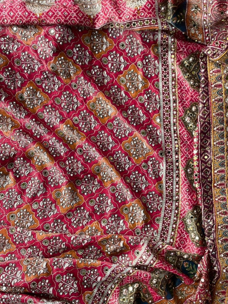 Khwaab Magenta Printed Saree with Sequin Work