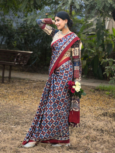 Neerja White Modal Silk Printed Saree