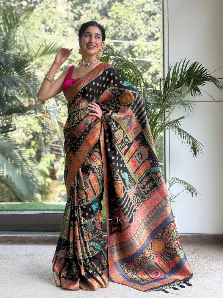 Image of Mahira Tale Black Dola Silk Saree