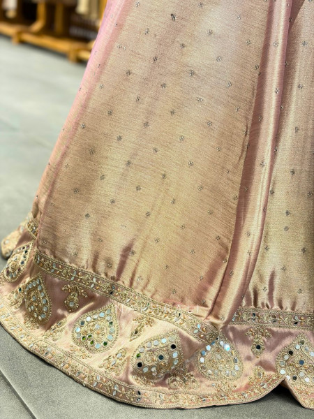 Zehyr Pink Embroidered Indo Western Lehenga Set