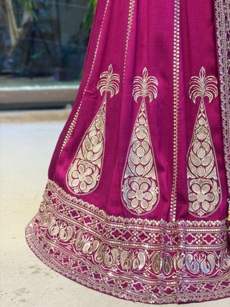 Medallion Magenta Art Silk Lehenga Set