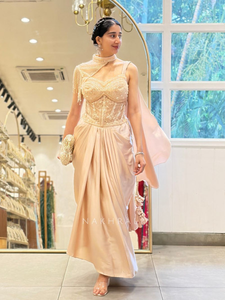 Peach Light Ready-to-Drape Saree
