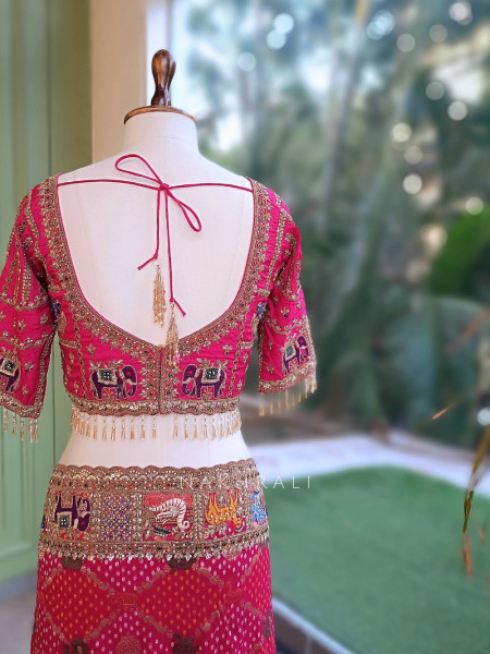Dastaan Magenta Gaji Silk Saree with Readymade Blouse
