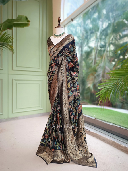 Nishika Midnight Black Georgette Silk