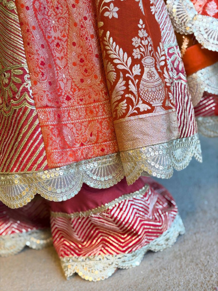 Leela Orange Anarkali Suit Set with Gota & Mirror Work