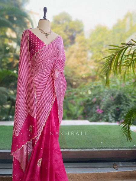 Noorani Bandhan Magenta Georgette Saree