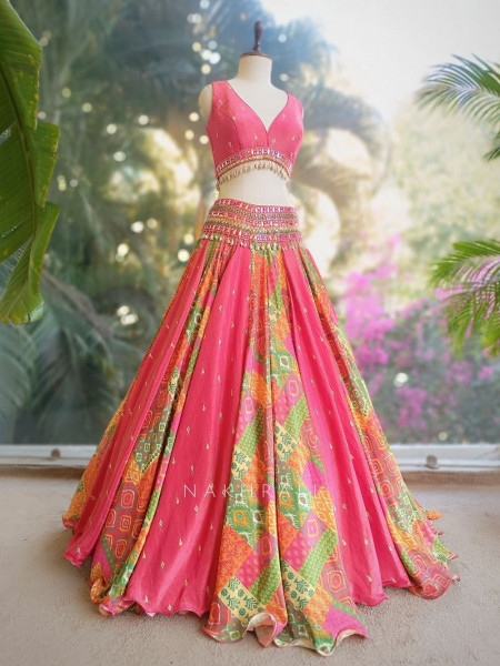 Tarini Multicolor Ikat Lehenga Set with Jacket