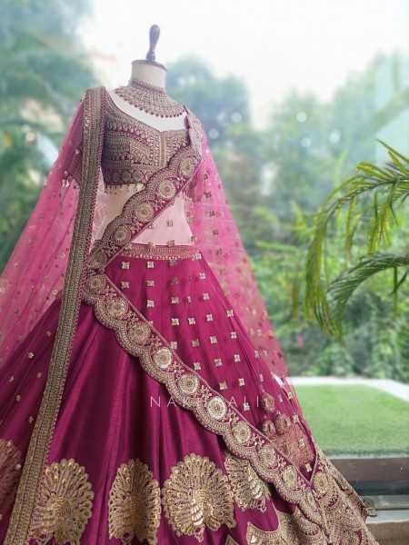 Solis Wine Raw Silk & Soft Tulle Net
