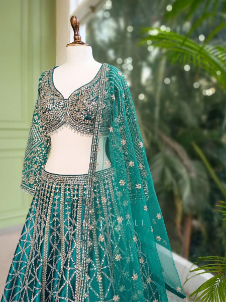 Rihanta Lehenga with Mirror and Bead Work
