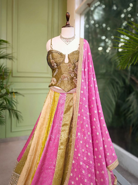 Solara Green Multicolor Lehenga with Zari Stone Work