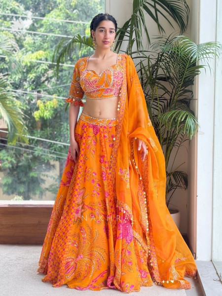 Gulbahar  Mustard Mirror Work Lehenga Set