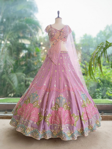 Solaris Petal Purple Satin Silk & Soft Net Lehenga