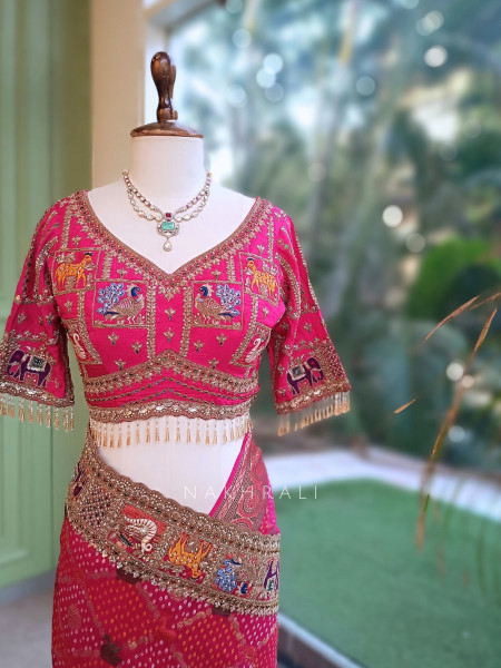 Dastaan Magenta Gaji Silk Saree with Readymade Blouse