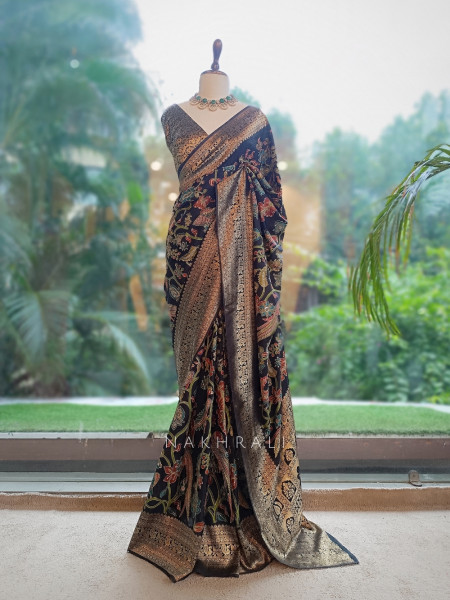 Nishika Midnight Black Georgette Silk