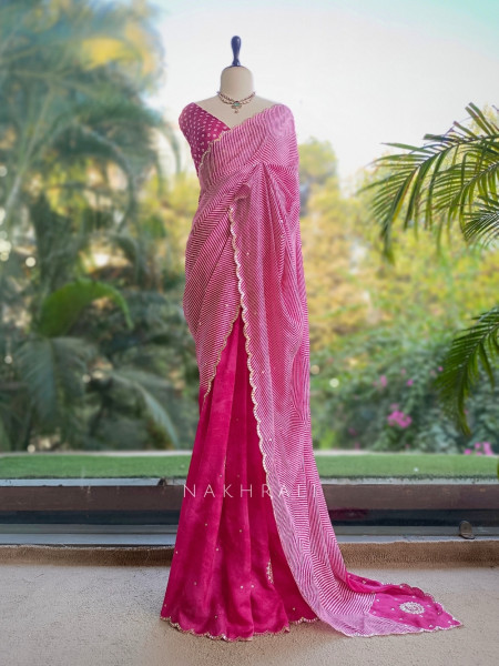 Noorani Bandhan Magenta Georgette Saree