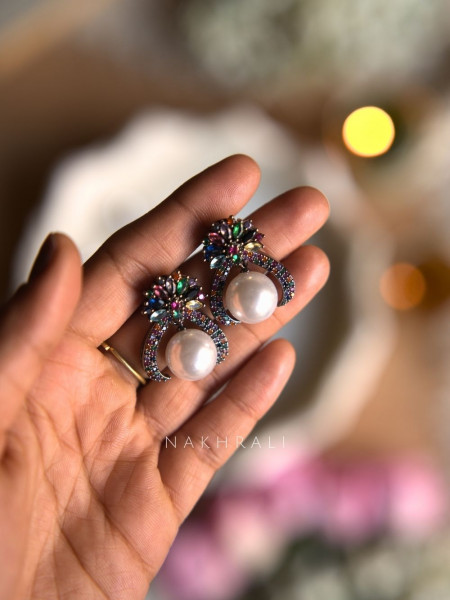 Zerina Multicolor Pearl Stone Earrings