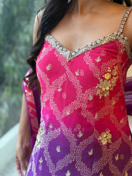 Plum Blossom Ombre Tiered Ensemble Purple Suit Set