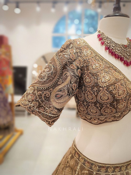 Sunheri Saaz Sage Bridal Lehenga with Beads and Sequin Embroidery