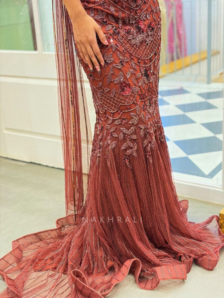 Elara Wine Sequin Indo-Western Lehenga Set