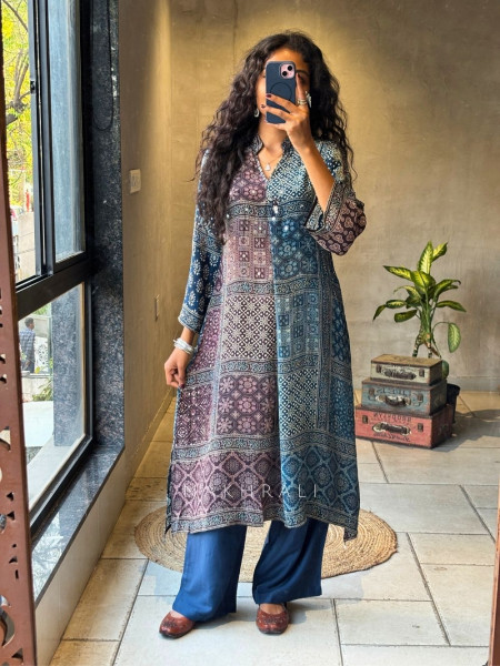 Navaro Wine Kurta Pant Set with Sequin Work