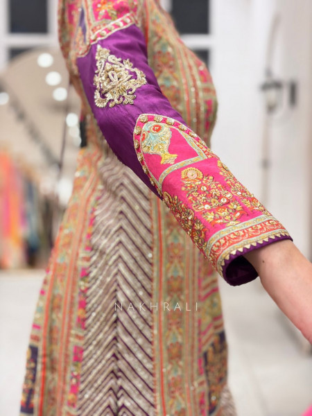 Purple Plumage Silk Sharara Suit Set