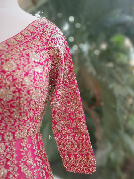 Noorvi Magenta Lehenga with Zari & Mirror Work
