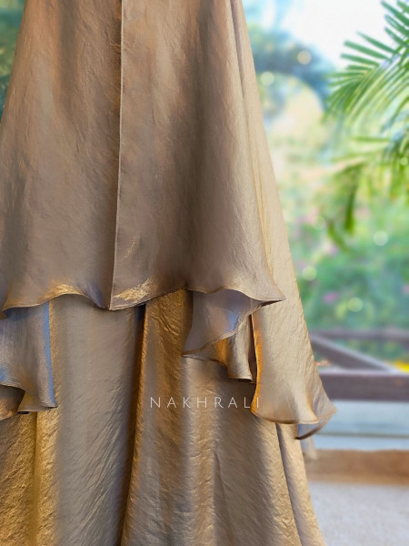 kyara Brown Indo-Western Palazzo Set with Cut Dana Embroidery