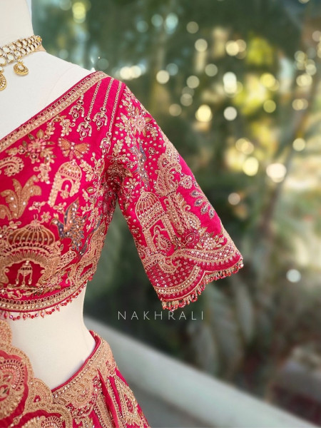 Rivana Red Bridal Lehenga with Intricate All-Over Embroidery