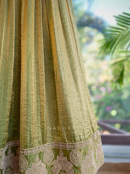 Kashika Green Anarkali Dress with Embroidered Corset Bodice